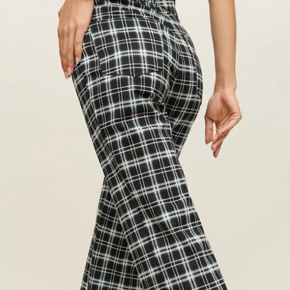 EUC Reformation Petites Franklin Pant Size 8P Black/Green Plaid - Picture 1 of 5